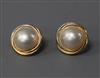 A pair of 14ct gold and mabe pearl earrings, 20mm.                                                                                     