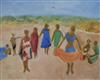 Desmond Harmsworth, oil on canvas, beach scene, 51 x 61cm, together with a similar scene by M.Harmsworth, 54 x 65cm                    