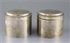 A pair of 19th century Danish silver canisters, by Jens Christian Thorning, Copenhagen, 1853, 17 oz.                                   