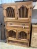 A Continental pine four door hutch cabinet, width 98cm, depth 46cm, height 175cm                                                                                                                                            