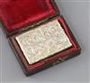 A George IV silver gilt rectangular vinaigrette by Nathaniel Mills, in original fitted leather box, 38mm.                              