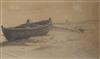 Attributed to James Stark A beached rowing boat 14 x 24cm                                                                              