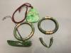 A Chinese jadeite pendant , a pair of bangles, earrings and a cricket pendant                                                                                                                                               