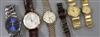 A ladies' Rado Diastar blue and gilt wristwatch and five other watches,                                                                