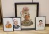 Mgsu Yatanabon, three watercolours, Studies of a Burmese monk, a Kachin girl and another girl, signed, 24 x 16cm and a larger watercolour, signed Naik, 41 x 32cm                                                           