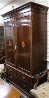 An inlaid mahogany linen press W.127cm                                                                                                 