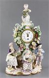 A Meissen porcelain mantel clock case, 19th century height 38cm, typical tiny losses                                                   