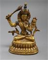 A Sino-Tibetan gilt bronze figure of a deity                                                                                           