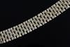 A mid 20th century Hungarian 14ct gold brick link bracelet, 19cm.                                                                      