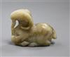 A Chinese jade recumbent figure of a ram                                                                                               