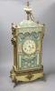 A brass and cloisonné enamel mantel clock, height 67cm                                                                                                                                                                      