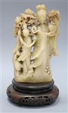 A Chinese soapstone group of two ladies Total height 31cm                                                                              