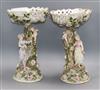 A pair of late 19th/early 20th century Continental porcelain centrepieces height 39cm                                                  