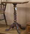 A Victorian inlaid barley twist side table W.61cm                                                                                      