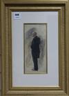 Sir George Hayter (1792-1871), watercolour, Man, in evening dress, thought to be Henry La Bouchere, 28 x 12cm                          