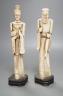 A pair of Chinese carved bone figures, Tallest 27 cms high.                                                                                                                                                                 
