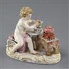 A Meissen figure of Cupid making a cup of hot chocolate, 19th century 10.6cm, slight restorations                                      