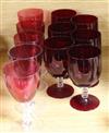 A collection of eleven various red bowled wine glasses                                                                                 