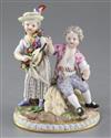 A Meissen group of a young couple, late 19th century, height 15.5cm, losses                                                            