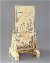 A Chinese ivory ink or table screen, 18th/19th century, total size 26cm x 12.5cm, small repairs                                        