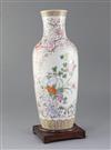 A Chinese famille rose baluster vase, height 37.5cm, wood stand                                                                        