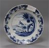 An 18th century Delft plate painted with two ponies diameter 23cm                                                                      