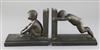 Paul Silvestre (French 1884-1976). A pair of early 20th century patinated bronze bookends, Susse Freres, Paris, length 8.25in.         