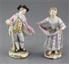 Two Meissen figures of gardeners, late 19th century, 14cm and 13.5cm, small losses                                                     