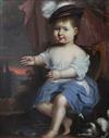 Jan Mytens (1614-1670) Portrait of a young boy seated with a small dog 17.5 x 14in.                                                    