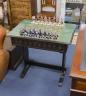 A Tower of London boxed/cased chess set, table width 80cm, depth 55cm, height 75cm                                                                                                                                          