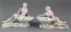 A pair of Meissen figural salts, late 19th century, length 17cm, tiny chips                                                            