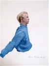 § Patrick Procktor (1936-2003) 'Profile Study', young man in a blue sweater 18 x 13.75in.                                              