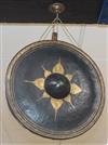 A Tibetan bronze gong and striker                                                                                                      