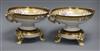 A pair of Noritake pedestal bowls on stands with paw feet length 30.5cm                                                                