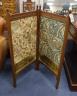 An Arts and Crafts Morris-style embroidered two-fold mahogany framed screen, each panel width 47cm, height 97cm, the embroidery design in the manner of May Morris                                                          