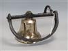 An external brass school bell, rope operated height 18cm                                                                               