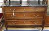 A late 18th century French Directoire period mahogany commode, with marble top W.127.5cm                                               