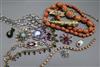 A quantity of assorted costume jewellery.                                                                                              