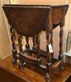 A Braganza style period oak side table W.64cm                                                                                          