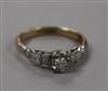 An 18ct gold, platinum and solitaire diamond ring, in illusion setting, size O                                                         
