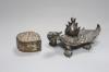 A Chinese bronze of a tortoise, length 16cm, together with a similar trinket box                                                                                                                                            