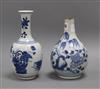 Two Chinese blue and white vases, one with neck cut down tallest 22cm                                                                  