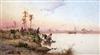 Spyridon Scarvelli (Greek, 1868-1942) Ferry boats at Cairo and Landscape at Ghiseh 11 x 20.5in & 10.5 x 19.5in.                        