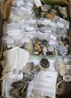 A stone fishing/loom weight and a large collection of prehistoric flint tools,                                                         