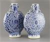 A pair of Chinese blue and white moonflasks, 19th century, H. 25.3cm                                                                   