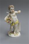 A Meissen figure of a child with flowers height 14cm                                                                                   