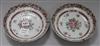 A pair of 18th Century Chinese porcelain famille rose dishes Dia. 20cm.                                                                