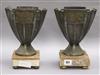 A pair of Art Deco French urns on stands bookends height 24.5cm                                                                        