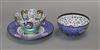 A matching Chinese enamel bowl and dish and a similar bowl dish diameter 16cm                                                          