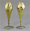 A pair of Tiffany gold favrile glass vases, c.1915, H. 23cm                                                                            